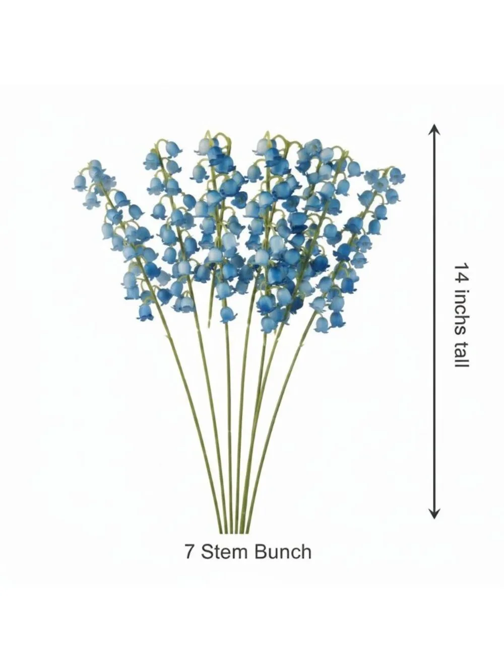 Blue Lily of the Valley Artificial Flowers Set of 7 11 Inch May Bell Stems for B